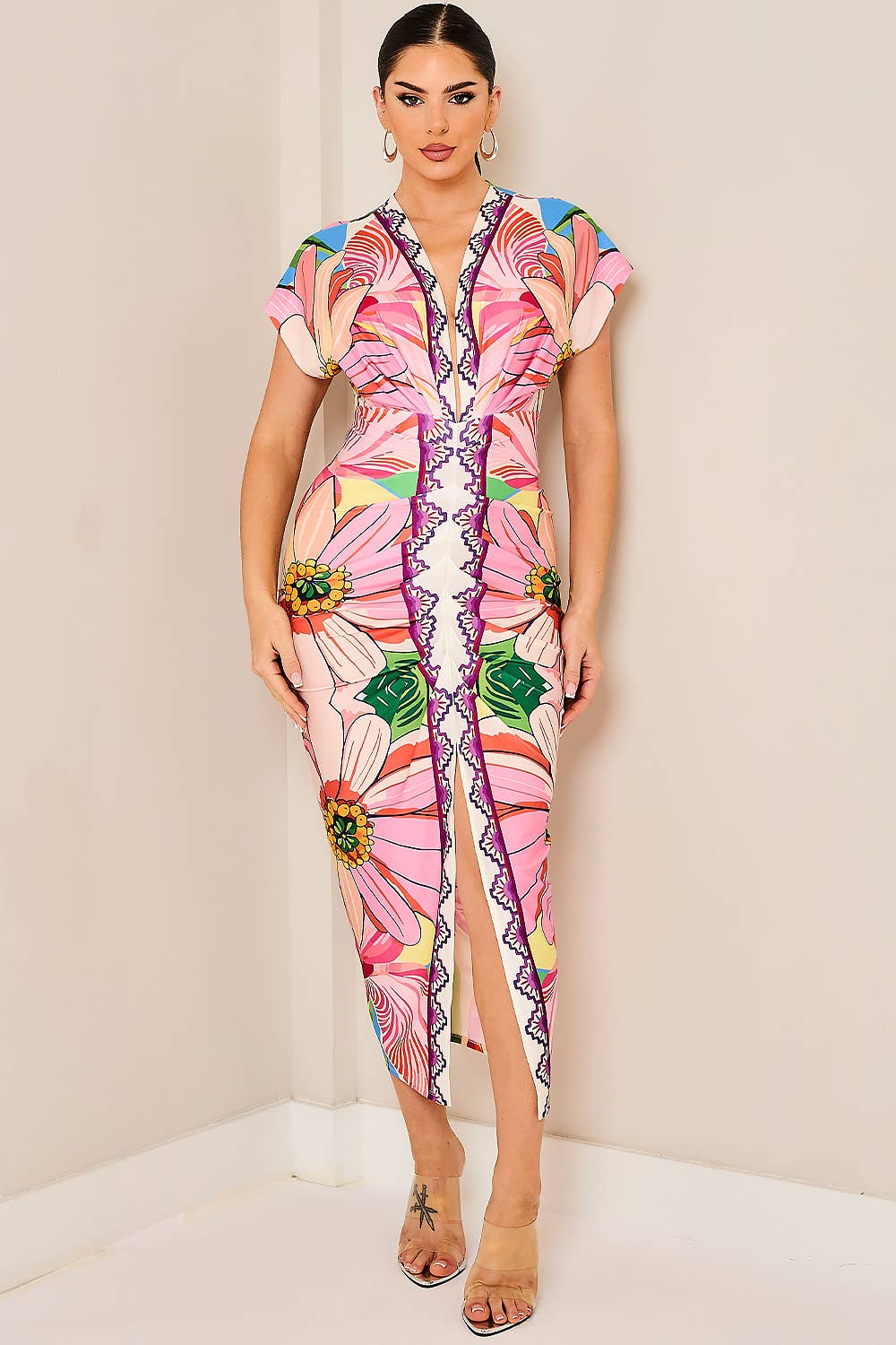 Sassy Romantic Floral Midi Dress - She Rare