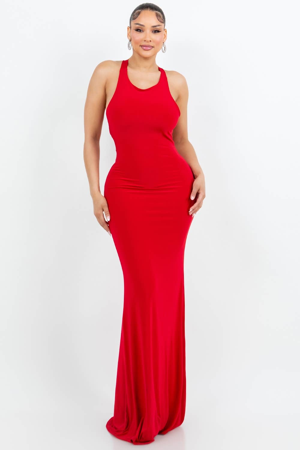 Cross Back Bodycon Maxi Dress - She Rare