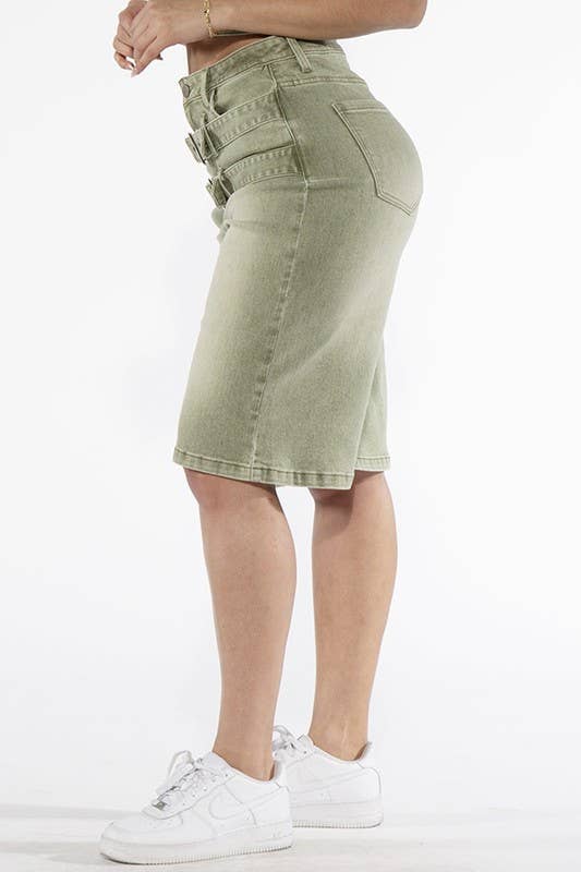 Sage Denim Cargo Shorts - She Rare