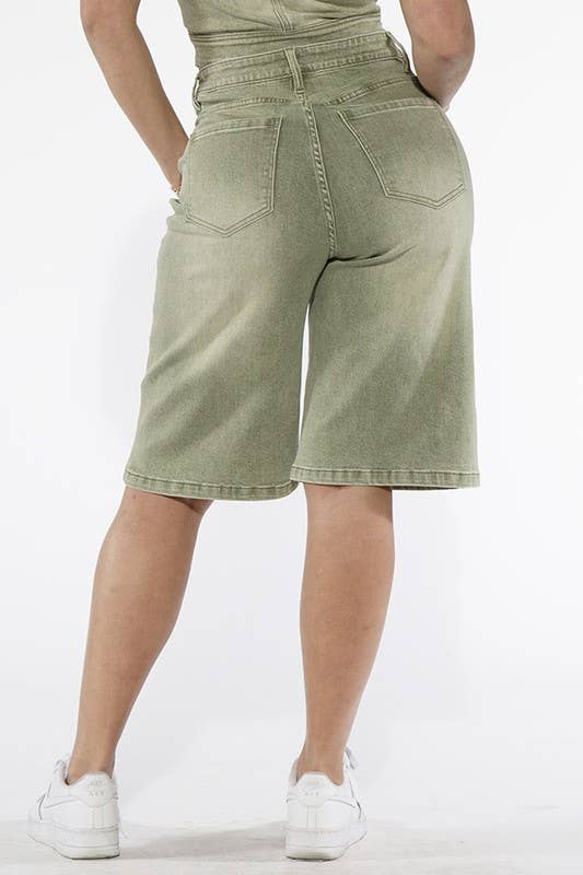 Sage Denim Cargo Shorts - She Rare