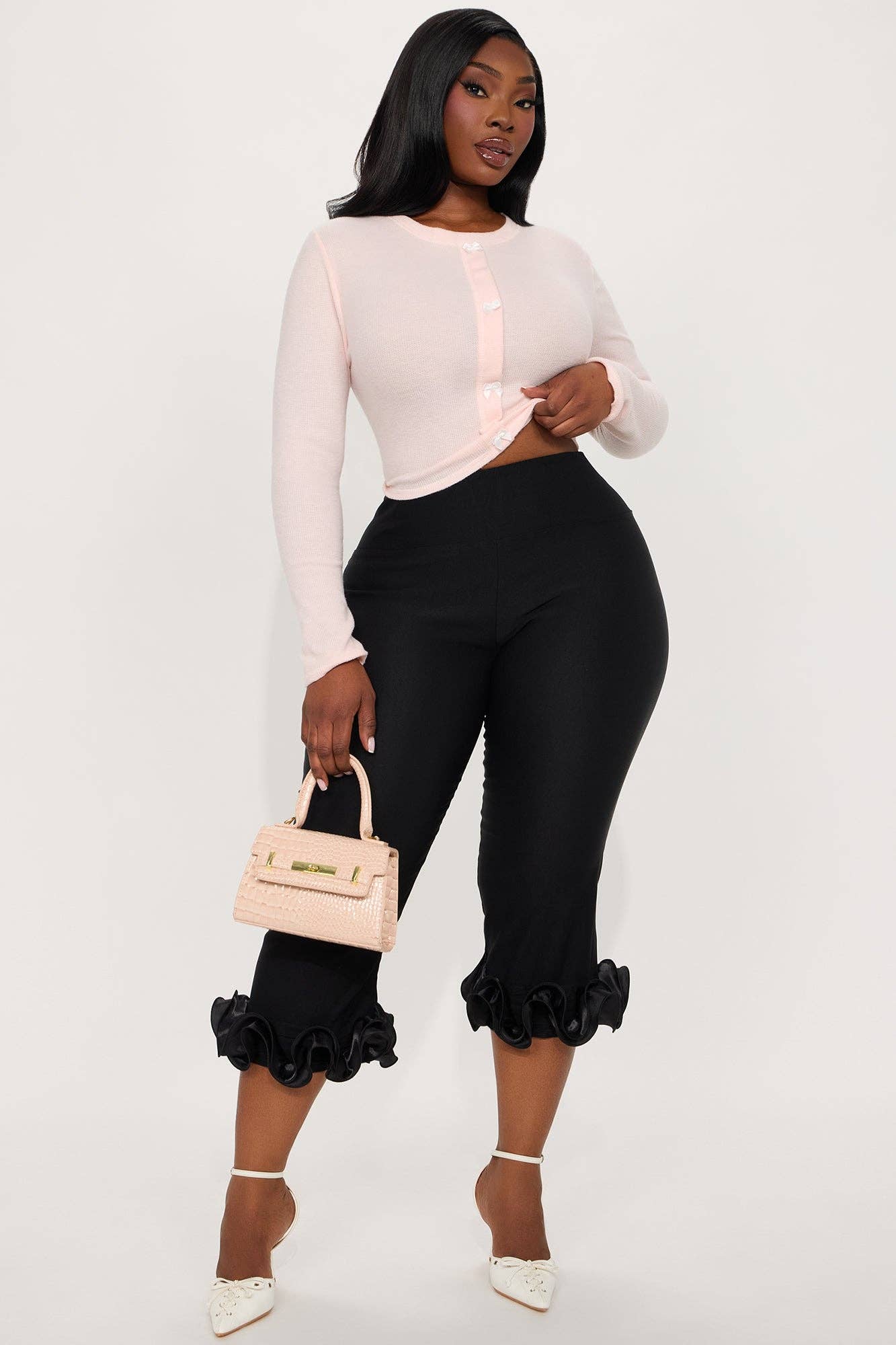 Ruffle Hem Capri Pants - She Rare