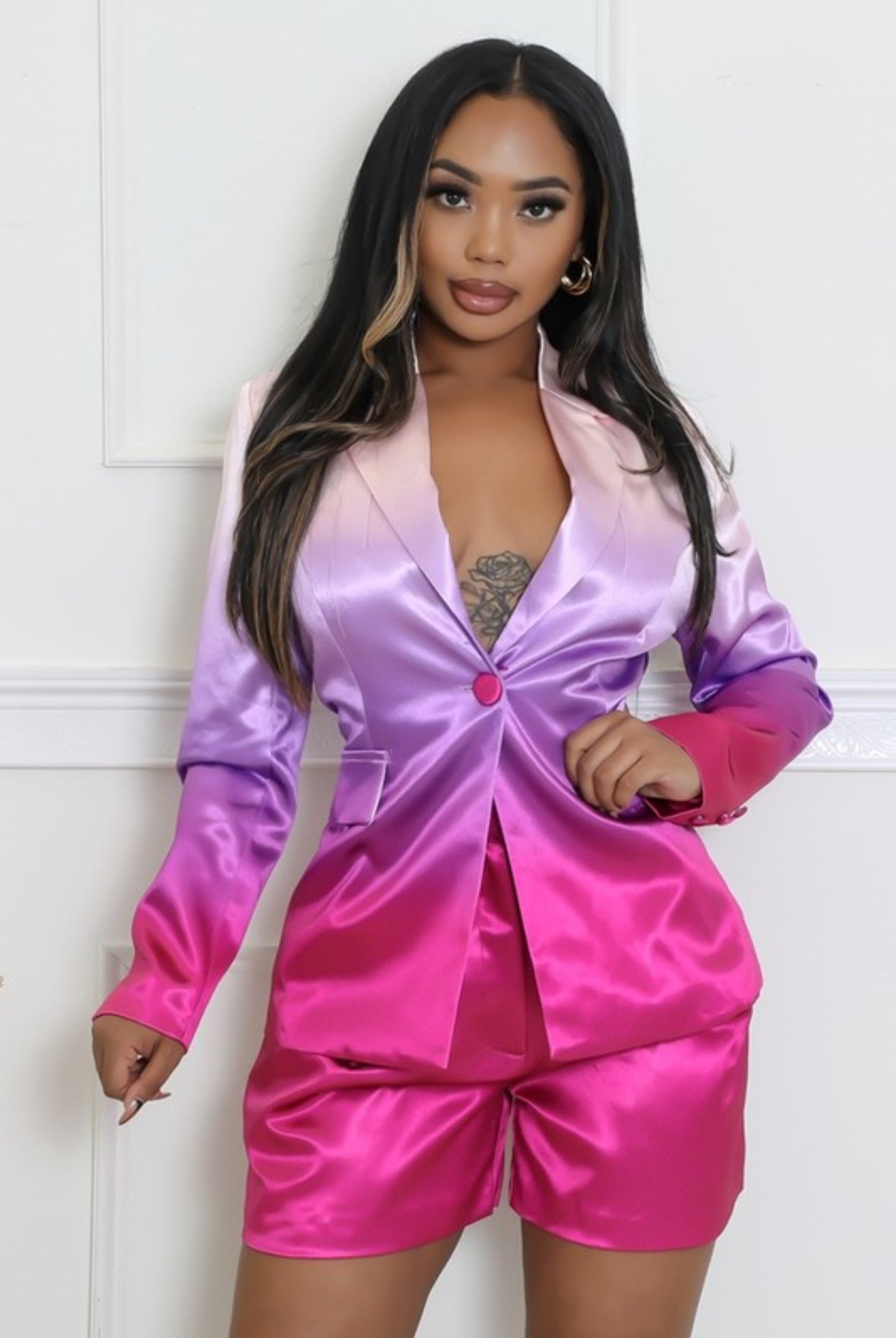 Ombré Blazer Short Set - She Rare