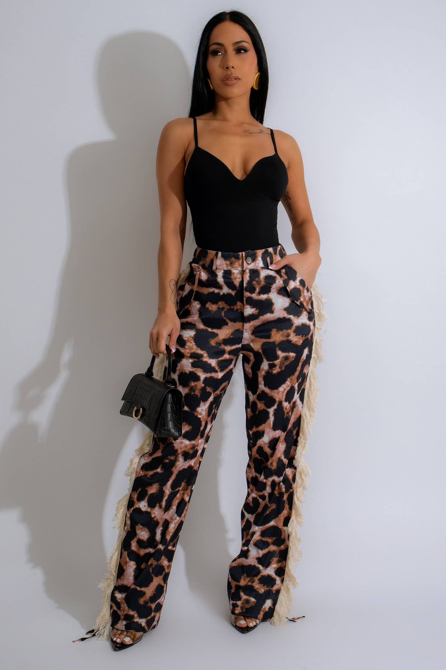 Leopard Print Fringe Pants - She Rare