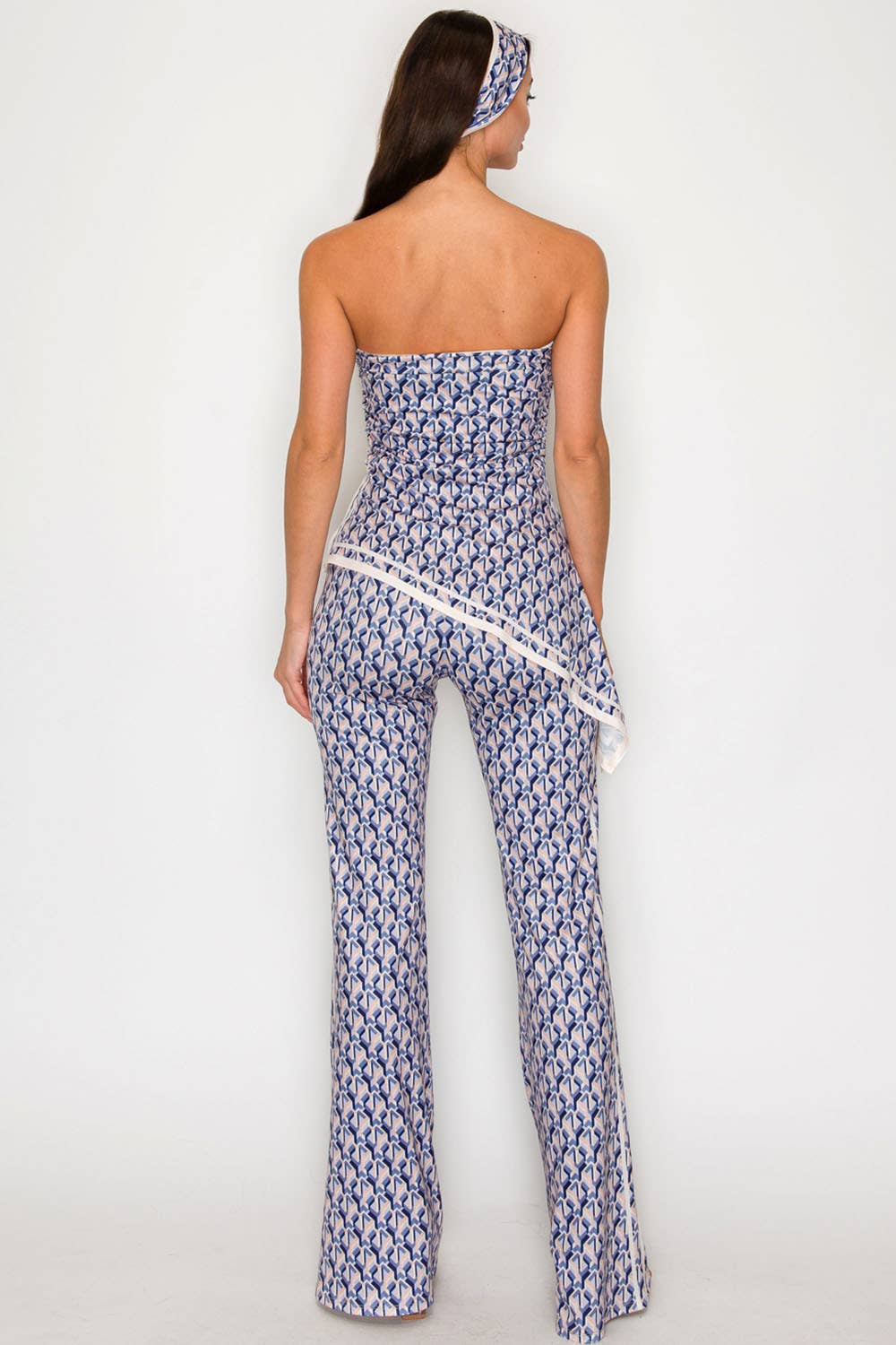Coastal Print Strapless Jumpsuit