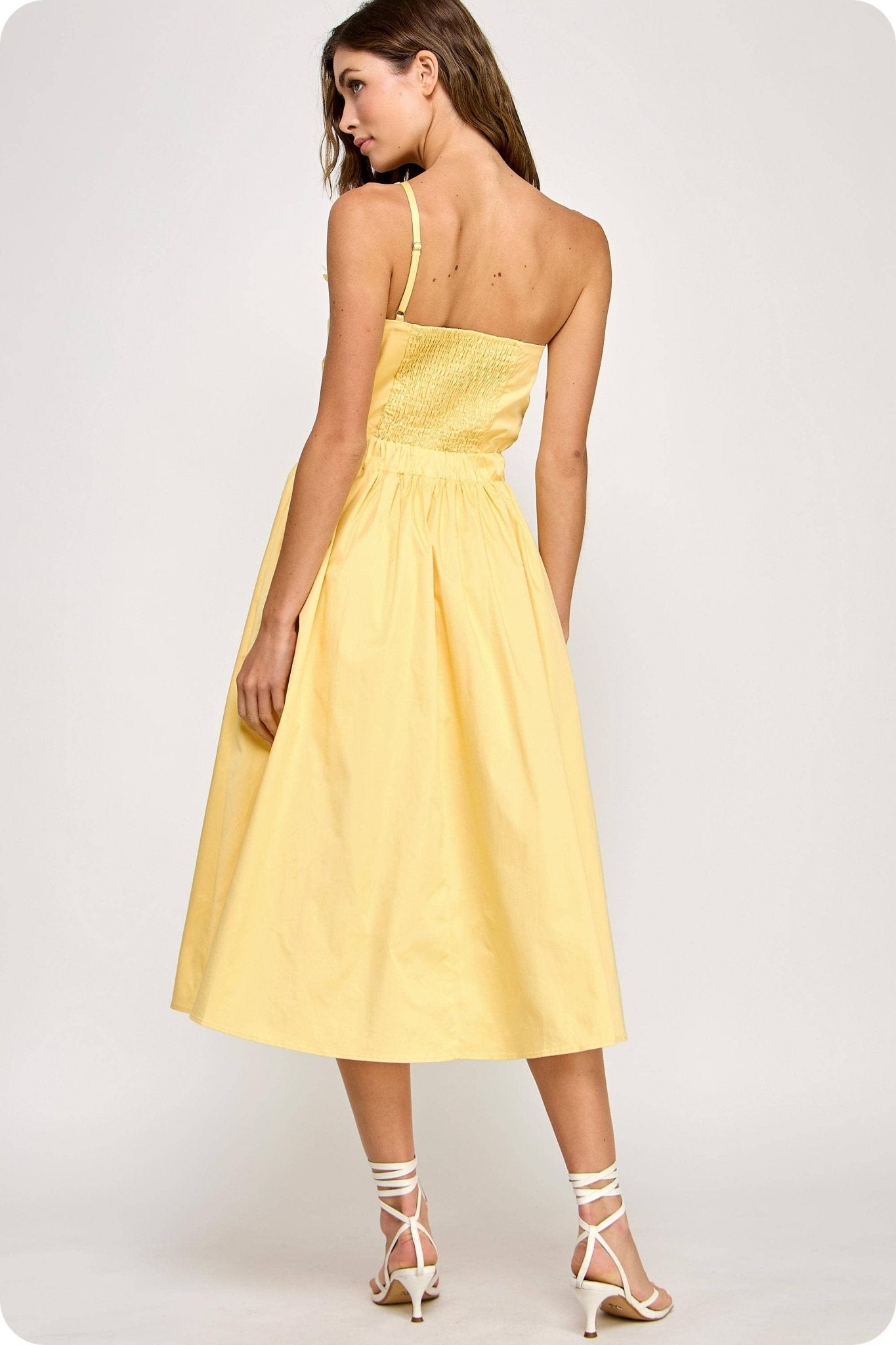 Sunny Days One - Shoulder Bow Midi Dress - She Rare
