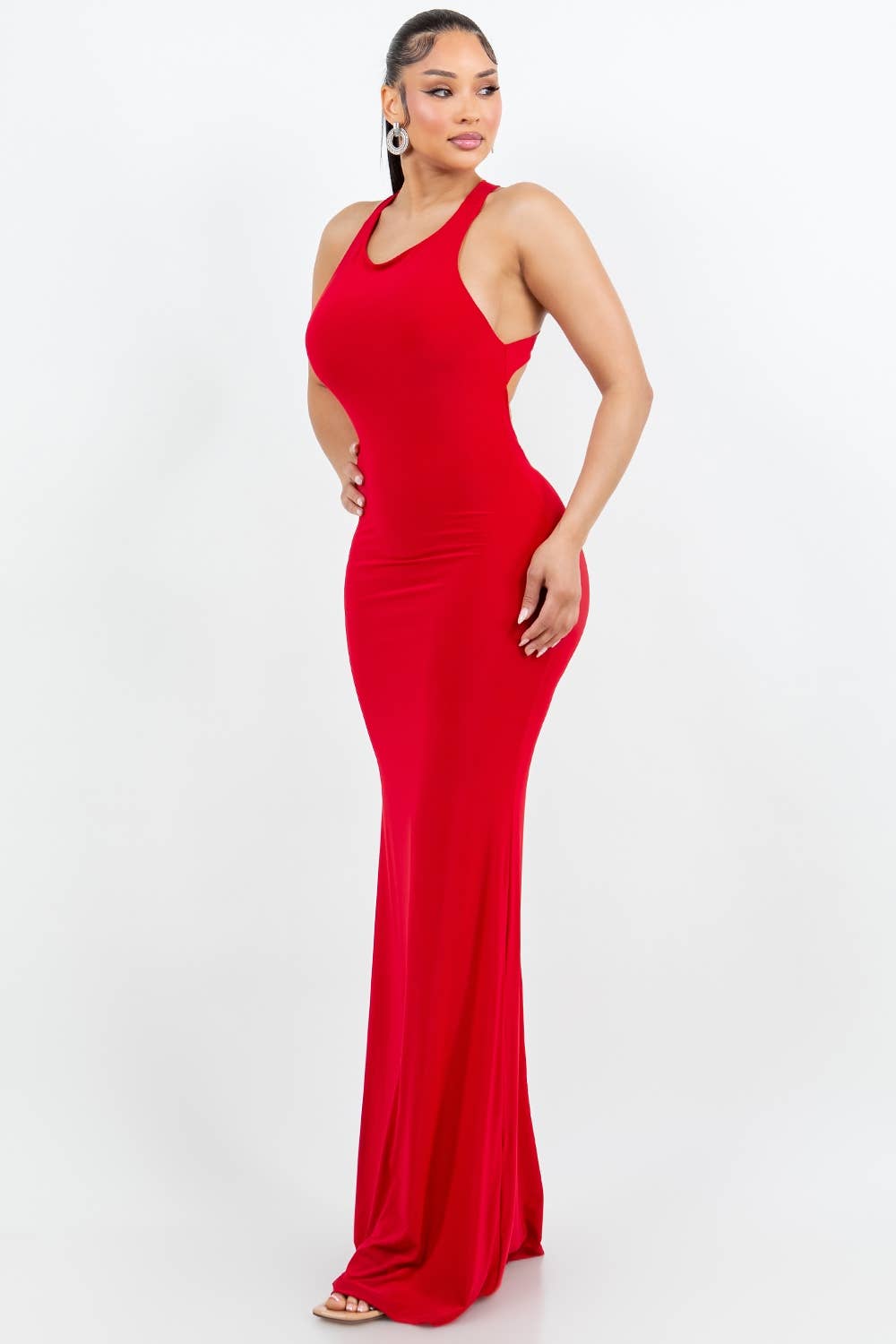 Cross Back Bodycon Maxi Dress - She Rare