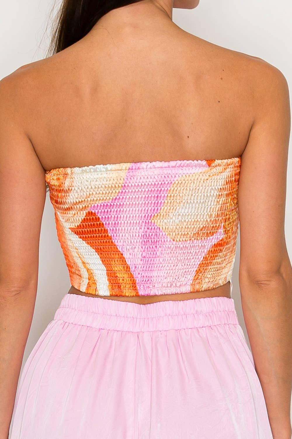 Back view Golden Petal scarf tube top strapless floral top from She Rare Boutique