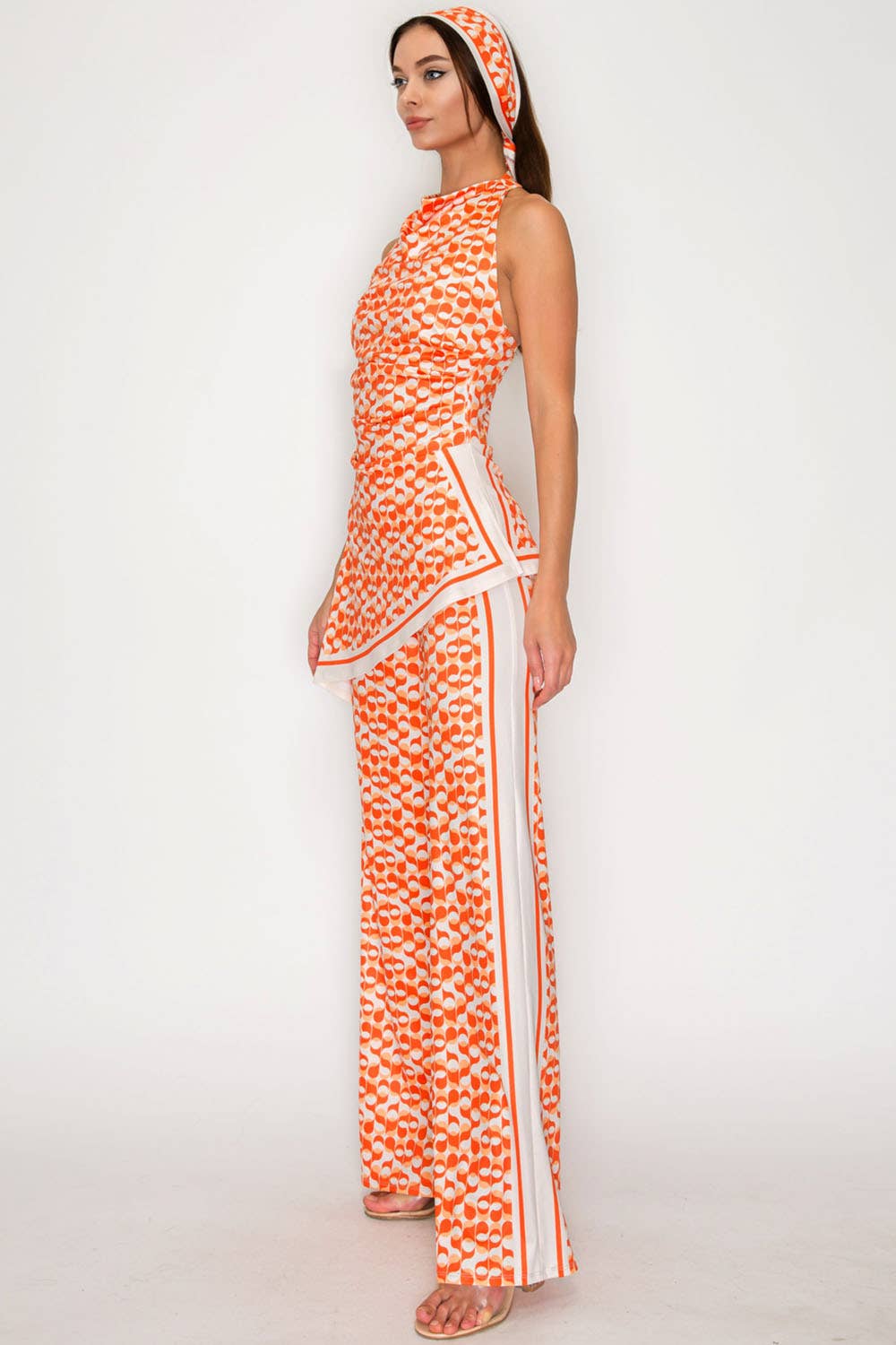 Orange Statement Halter Jumpsuit - She Rare Boutique