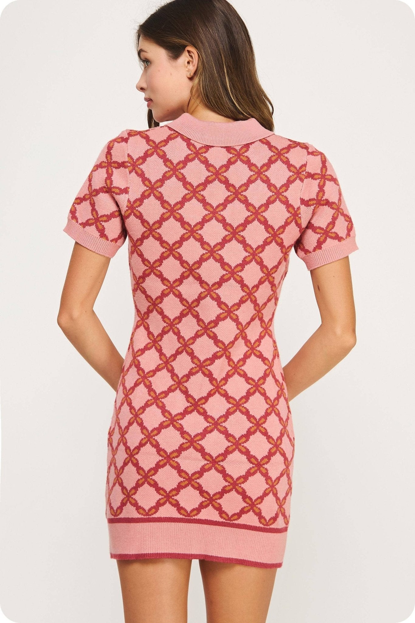 Chain Link Sweater Polo Mini Dress - SHE RARE