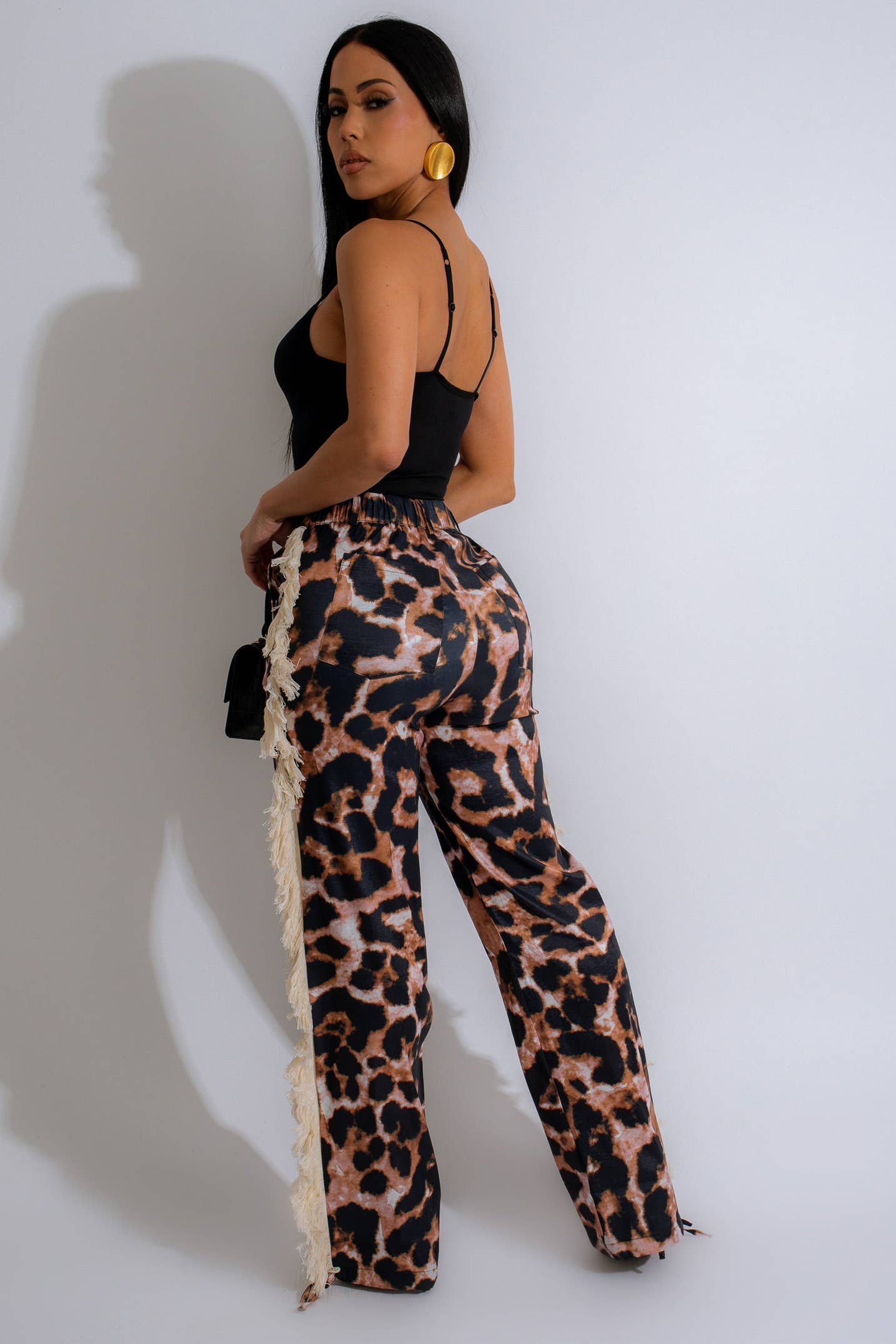 Leopard Print Fringe Pants - She Rare
