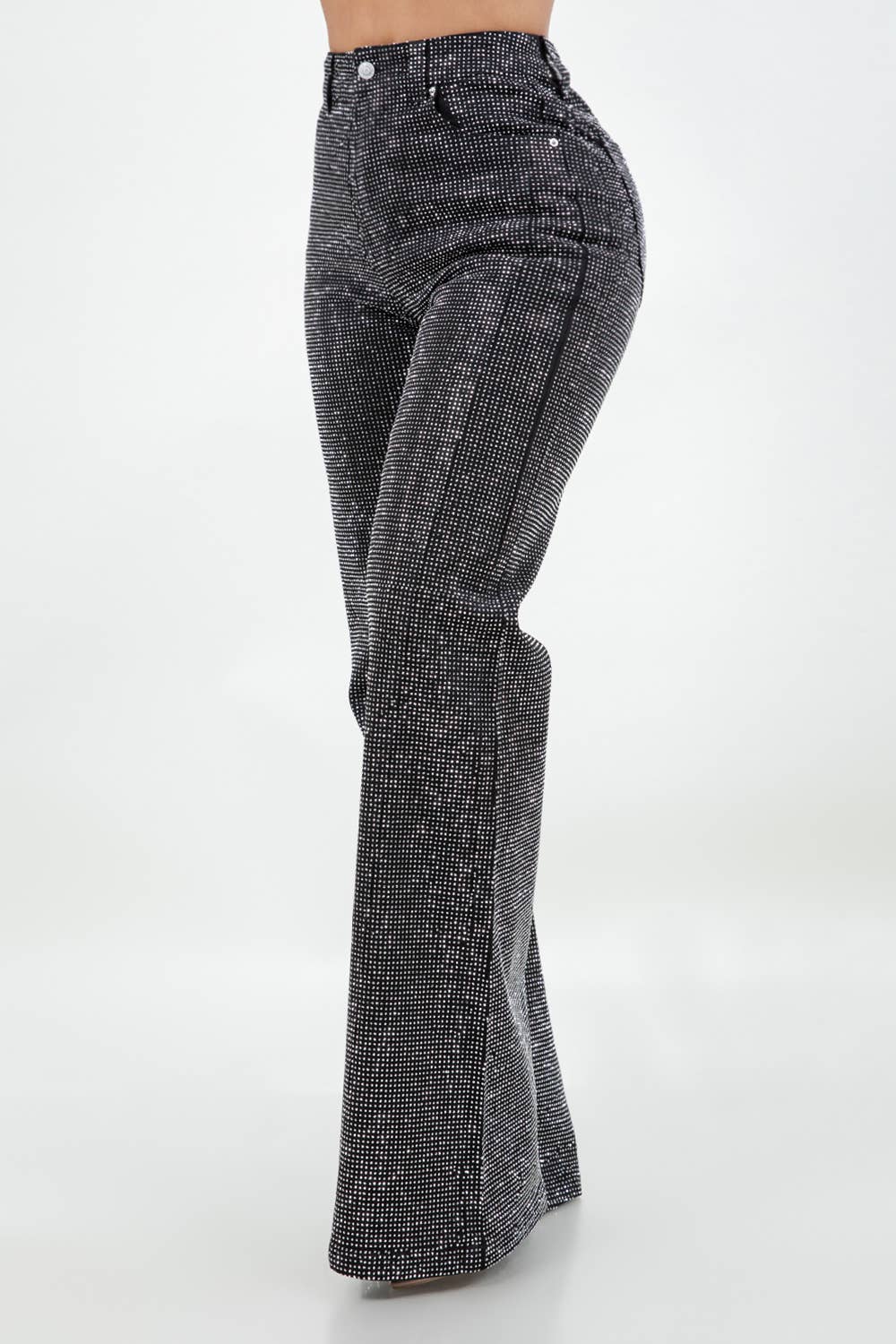 Rhinestone Flare Denim Jeans - She Rare Boutique