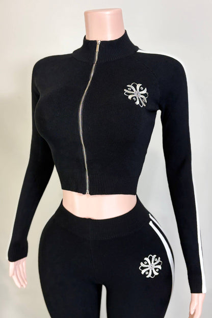 Track Star Knit Set Black