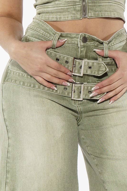Sage Denim Cargo Shorts - She Rare
