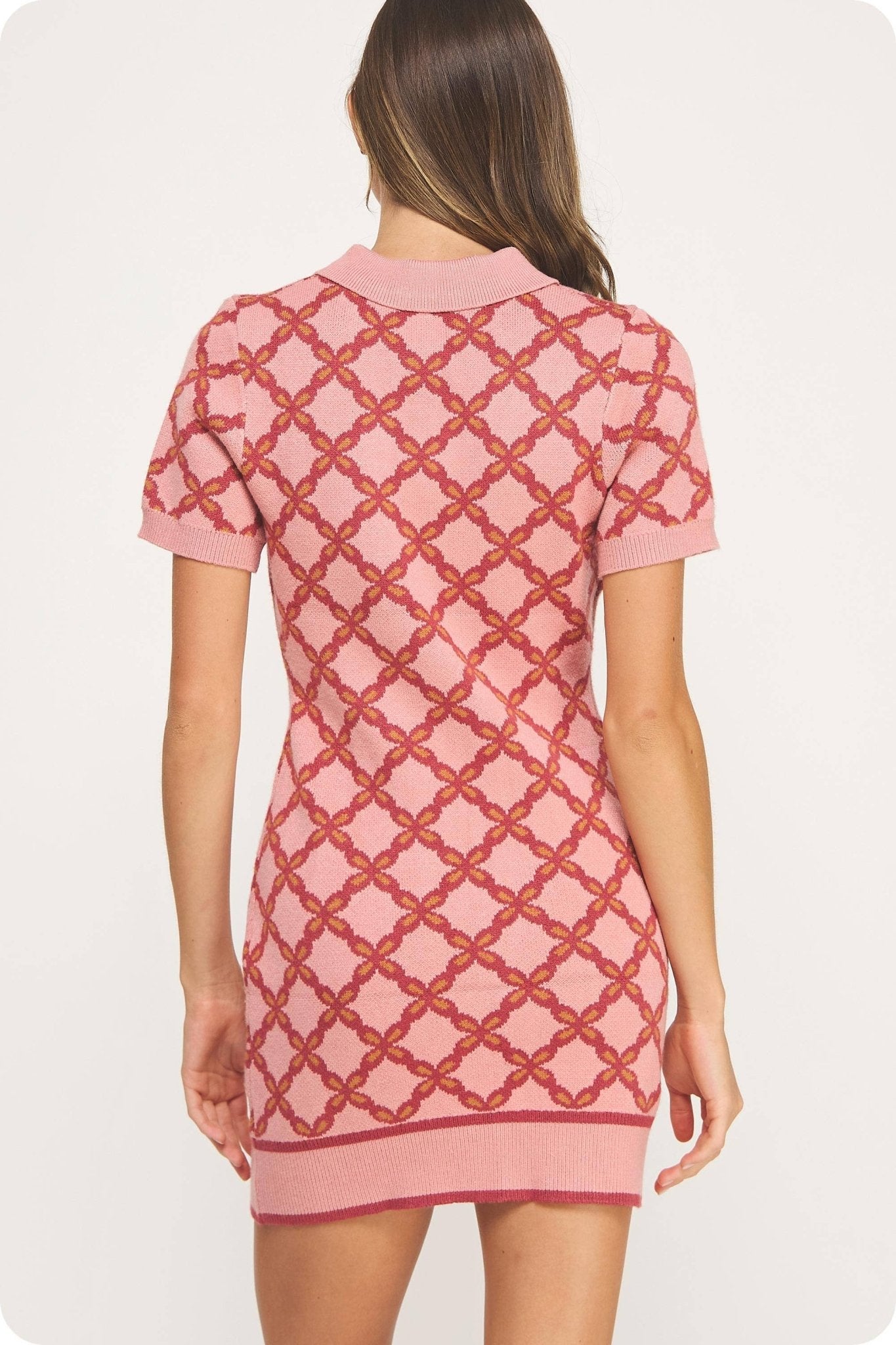 Chain Link Sweater Polo Mini Dress - SHE RARE