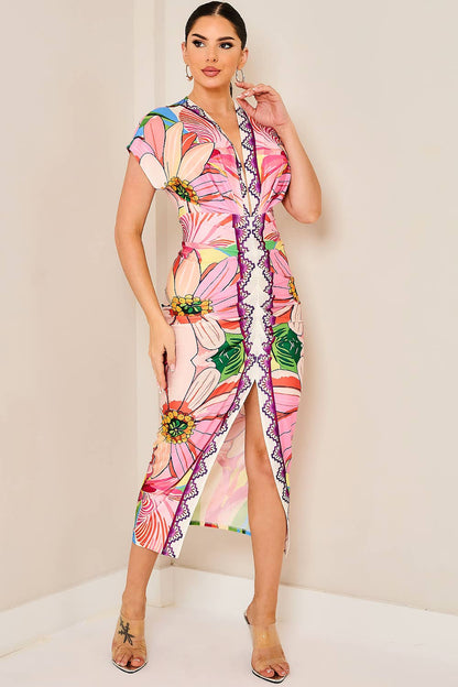 Sassy Romantic Floral Midi Dress - She Rare