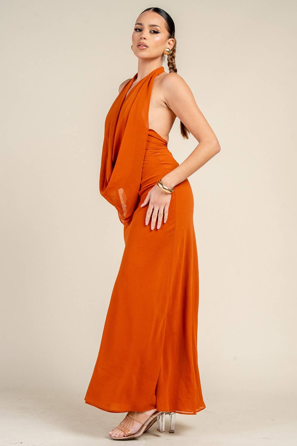 Halter Drape Maxi Dress - She Rare Boutique