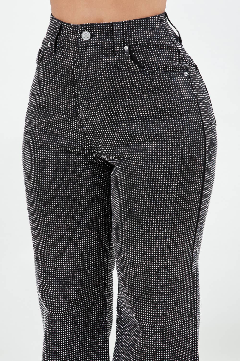 Rhinestone Flare Denim Jeans - She Rare Boutique