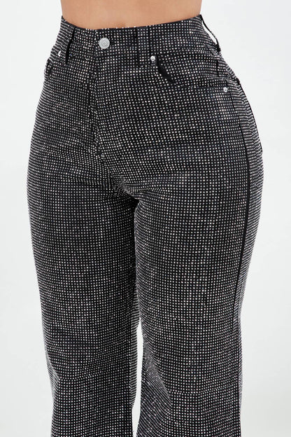 Rhinestone Flare Denim Jeans - She Rare Boutique