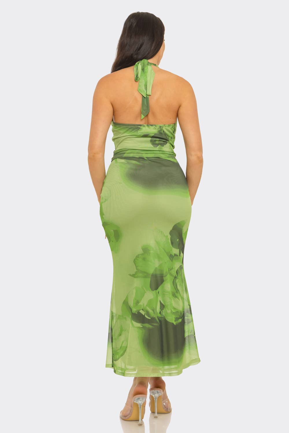 Olive Bloom Mesh Skirt Set - She Rare Boutique