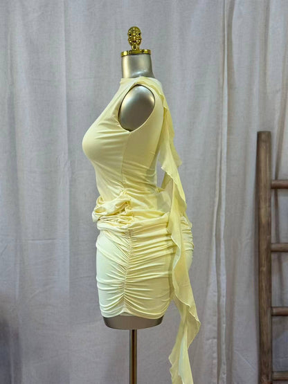 Limoncello Ruched Mini Dress - She Rare Boutique