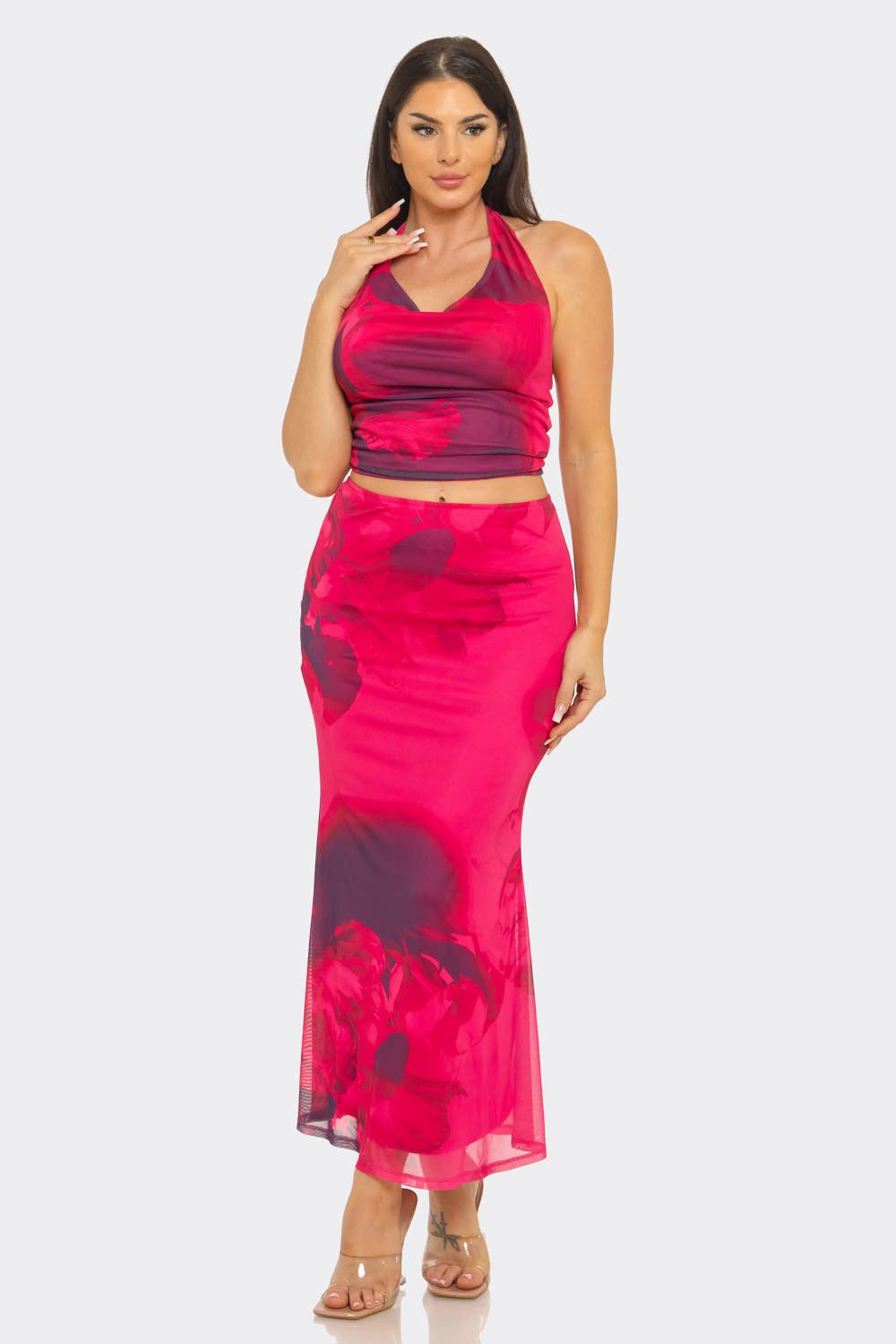 Rose Bloom Mesh Skirt Set - She Rare Boutique