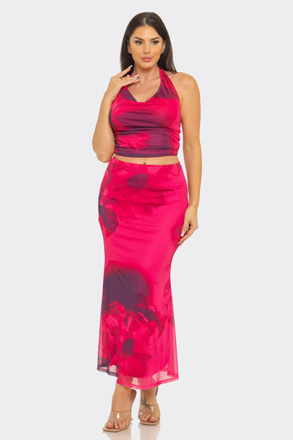 Rose Bloom Mesh Skirt Set - She Rare Boutique