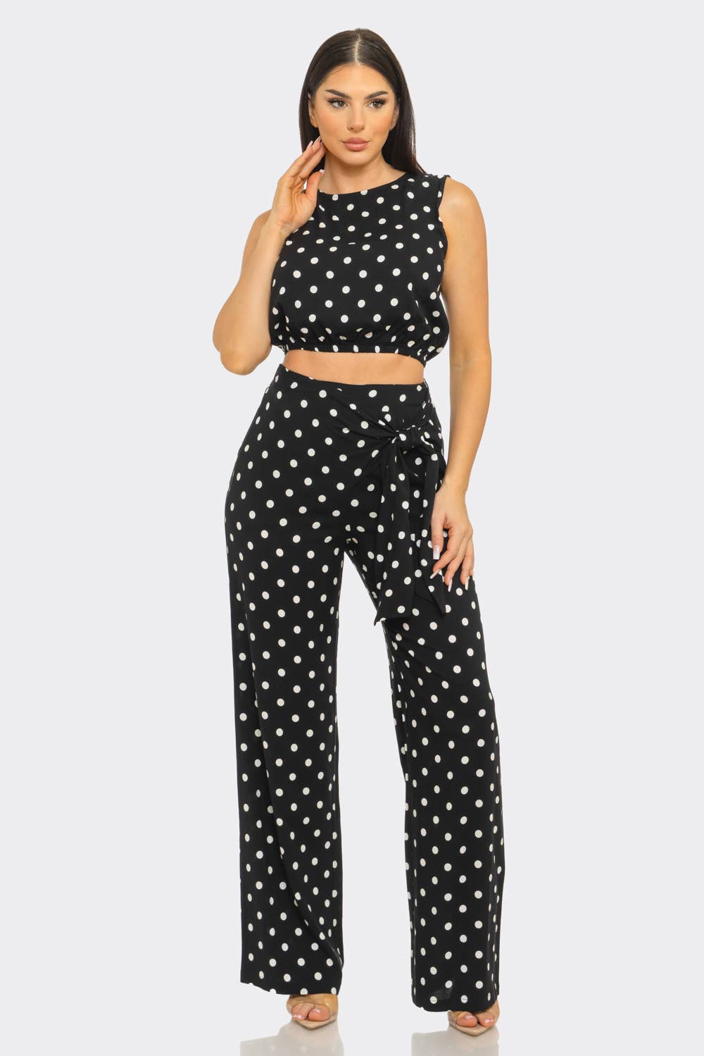 Black Chic Polka Dot Pant Set