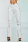 White Fringe Waist Distressed High - Rise Jeans - She Rare