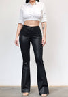 Coated Black Flare Jeans - SHE RARE