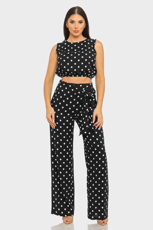 Black Chic Polka Dot Pant Set - She Rare Boutique