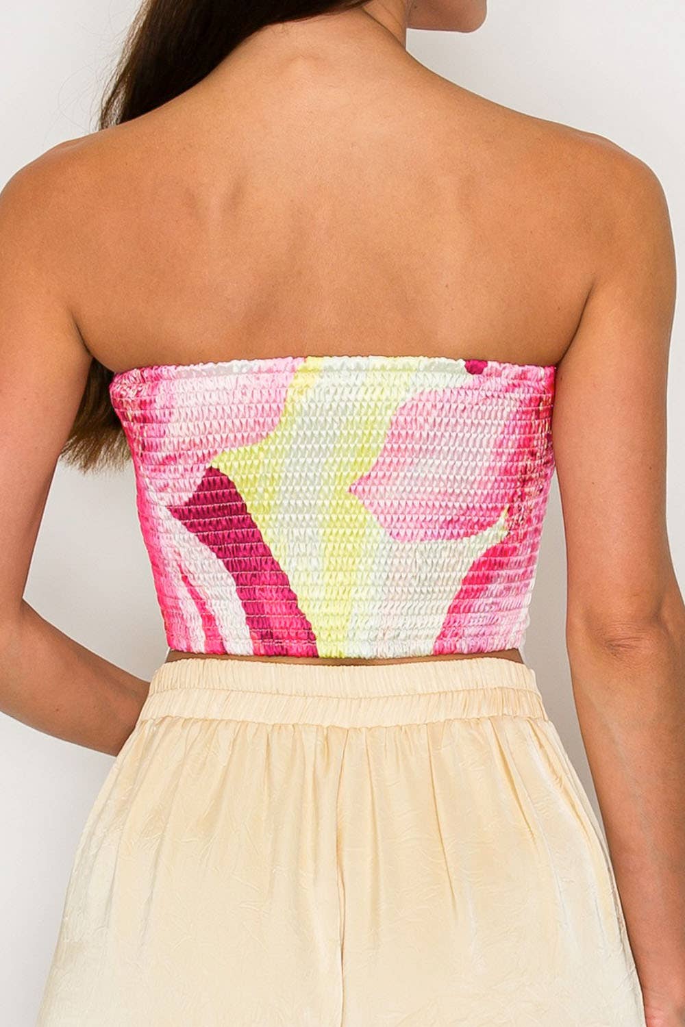 Back view Blush Petal scarf tube top strapless floral top from She Rare Boutique