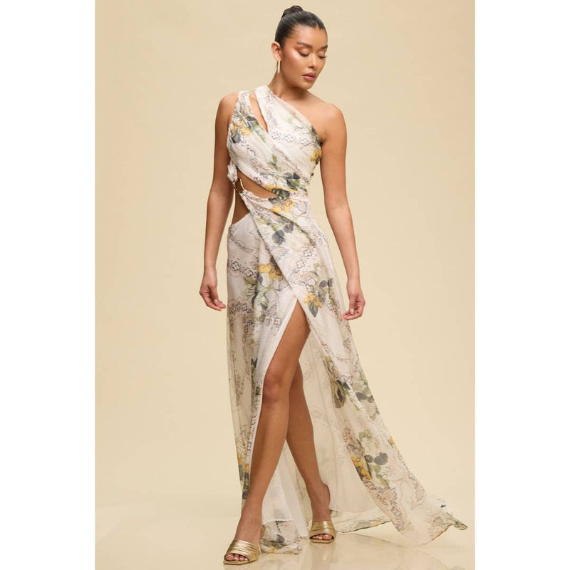 Camellia one shoulder floral cutout maxi dress from She Rare Boutique