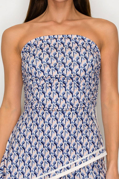 Coastal Print Strapless Jumpsuit