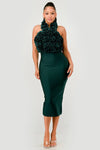 Rose Appliqué Halter Midi Dress - She Rare Boutique