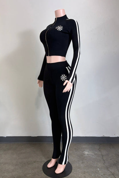 Track Star Knit Set Black