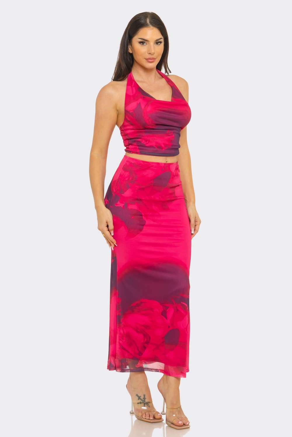 Rose Bloom Mesh Skirt Set - She Rare Boutique