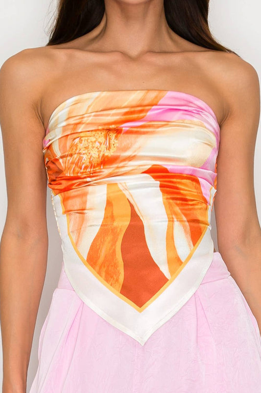 Golden Petal Scarf Tube Top - She Rare Boutique