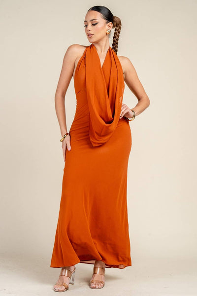 Halter Drape Maxi Dress - She Rare Boutique