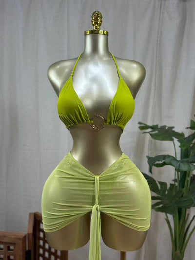 Lime Heat 3 - Piece Bikini Set - She Rare Boutique