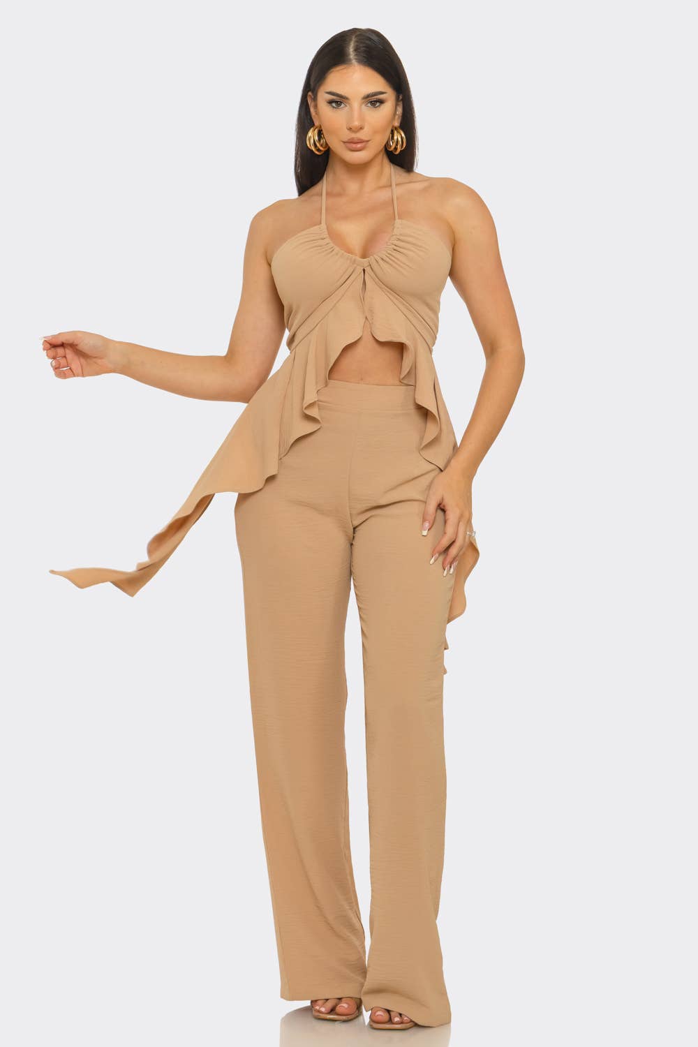 Nude Luxe Drape Pant Set - She Rare Boutique