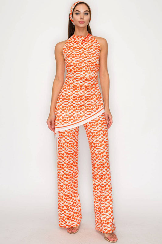 Orange Statement Halter Jumpsuit - She Rare Boutique