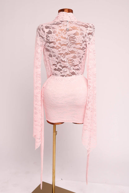 Pink Temptation Lace Mini Dress - She Rare Boutique