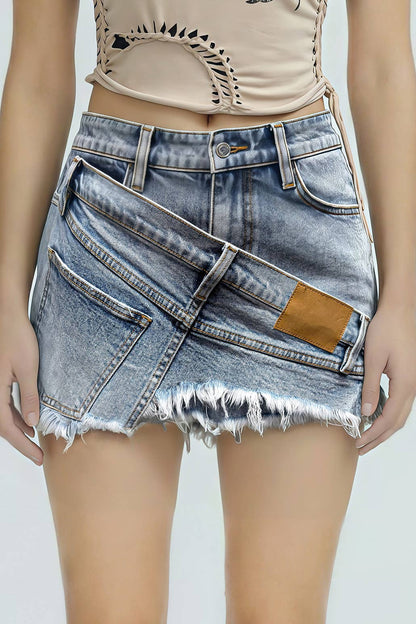 Rebel Wrap Denim Mini Skirt - She Rare Boutique