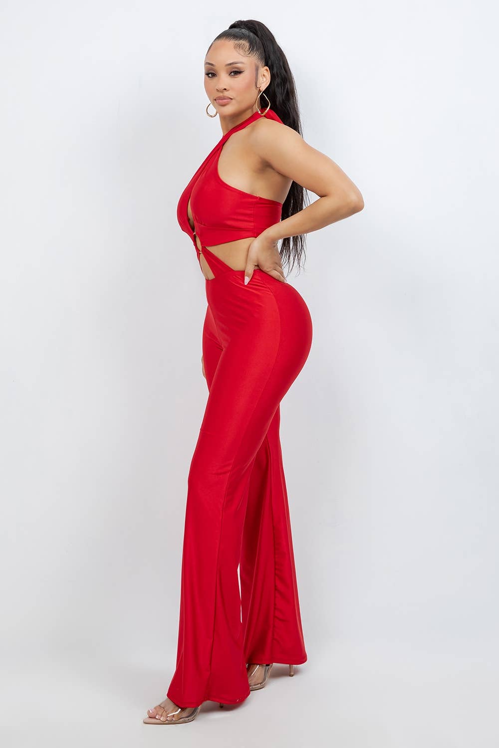 Red Alert Halter Jumpsuit - She Rare Boutique