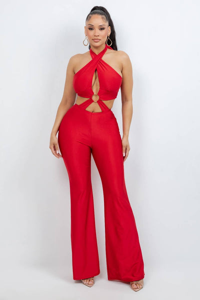 Red Alert Halter Jumpsuit - She Rare Boutique