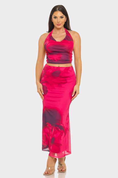 Rose Bloom Mesh Skirt Set - She Rare Boutique