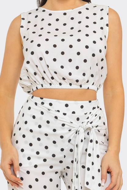 White Chic Polka Dot Pant Set - She Rare Boutique