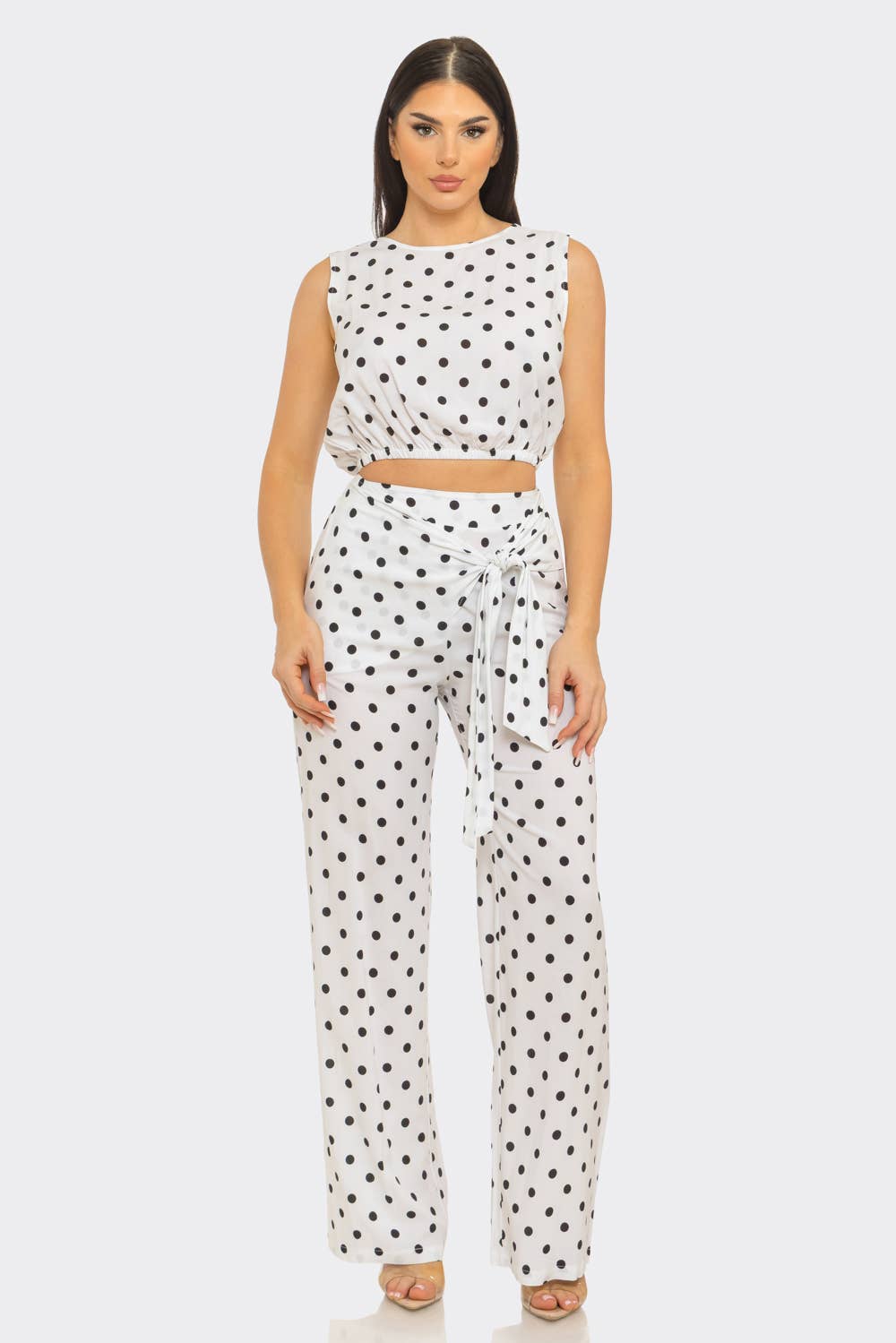 White Chic Polka Dot Pant Set - She Rare Boutique