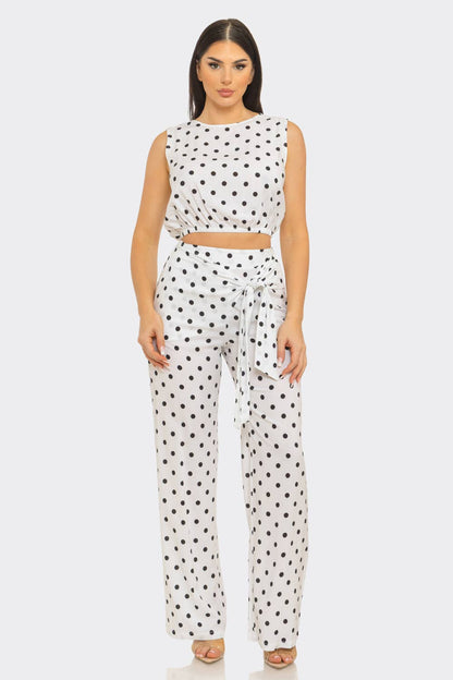 White Chic Polka Dot Pant Set - She Rare Boutique
