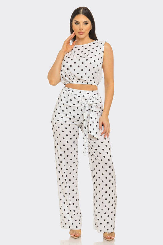 White Chic Polka Dot Pant Set - She Rare Boutique